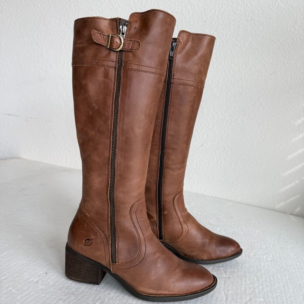 Børn Fannar Leather Knee High Boot In Brown Size 8M